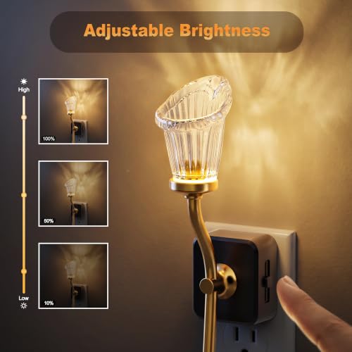 Image of JandCase Night Light, Night Lights Plug into Wall, Glass Flower Nightlight