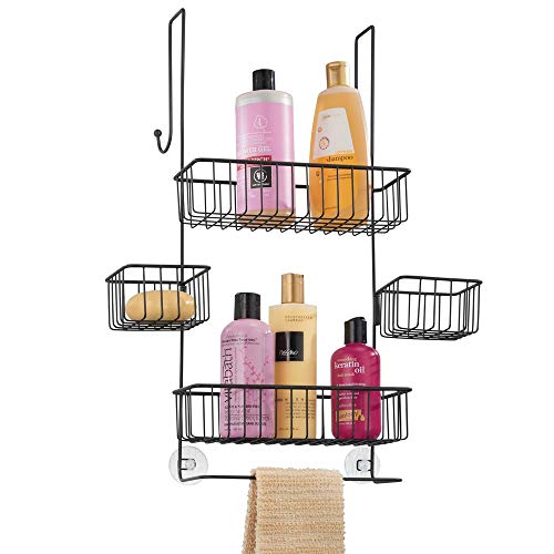 mDesign Wide Metal Wire Over Door Bathroom Tub & Shower Caddy, Hanging Storage
