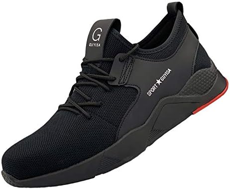 UPSTONE Work Shoes Mens, Mesh Breathable Lightweight Comfortable Steel Toe Safety Industrial Construction Slip Resistant Shoes, C9117 Black 45