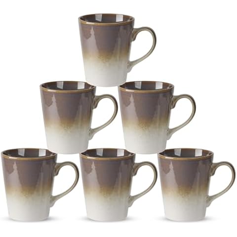 SYOUACEND Coffee Mugs Set of 6, Coffee Cups Ceramic, Microwave Safety, Tea Mug Suitable for Tea/Latte/Cappuccino/Cocoa, Housewarming/Engagement/Bridal shower Gifts for Women and Man(Brown) Cover