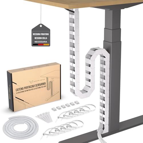 Flessibile canalina passacavi scrivania - Cable management scrivania - Organizer cavi scrivania - Porta cavi scrivania – Raccogli cavi scrivania - Nascondi cavi scrivania (bianco)