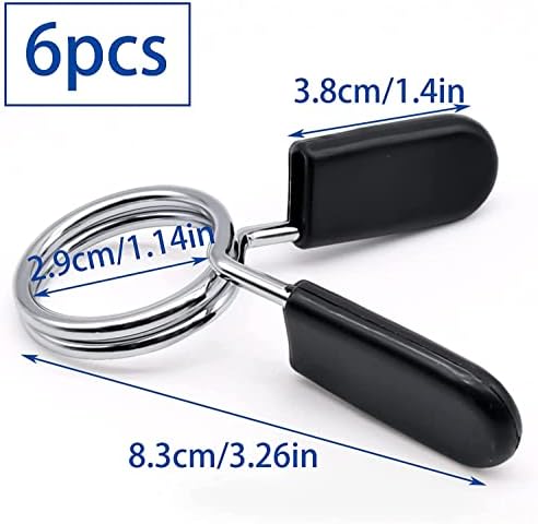6 Pcs Spring Collar Clips Dumbbell Lock Clips Dumbbell Barbell Clamps Barbell Clip Clamps for Barbell Bars Gym Fitness Training Weight Lifting Equipment (30mm)