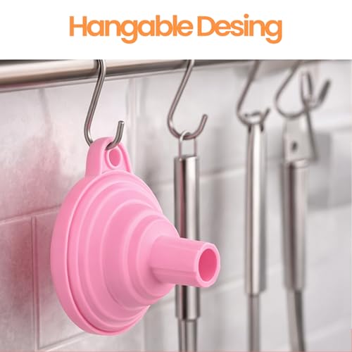 Image of Oblivion Funnel For Kitchen - Silicone Collapsible Foldable Oil Funnel for Dispenser - Food Grade Heat Resistant Liquid Transfer Tool - Space Saving Funnel for Kitchen, Bathroom & Garage (Pack of 4)