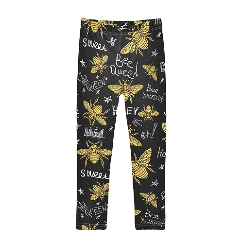 Honey Bee Queen Gold Insect Girls Leggings Dance Running Workout Yoga Pants
