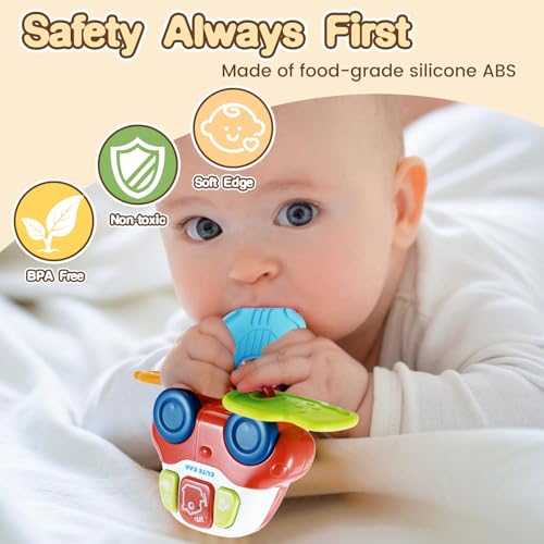 Baby Teething Toys, Toddler Sensory Learning Car Key Teether Toy with Music & Light, Musical Baby Toys 0 3 6 9 12 18 Months for Travel, Birthday Gifts for Baby Boys Girls 6 to 12 Months 1 One Year Old - Image 4