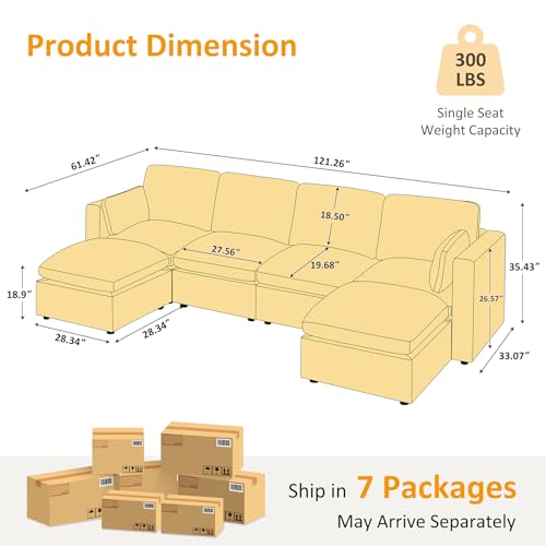 Modular Sectional Sofa with Ottoman for Small Apartments