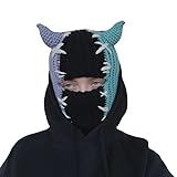 Men/Women Funny Horns Creative Knitted Hat Beanies Warm Full Face Cover Ski Mask Hat Windproof Balaclava Hat (M,one Size,One Size)