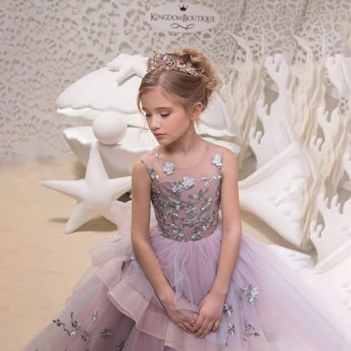 Flower Girl Dress for Wedding Tulle Pageant Dresses for Girls Tiered First Communion Dress for Girls Ball Gown4