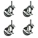 2" Caster - 3/8" Threaded Stem - Brake - Non-Marking Polyurethane Wheel - Set of 4