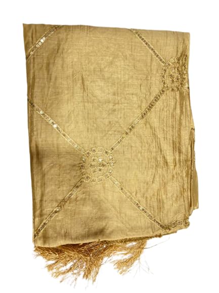 2m Rayon Cotton Embroidered Gold Color Dupatta For Women & Girls-image-25
