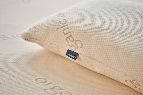 Naturepedic Organic Latex Pillow - King Bed Pillow with Medium Comfort - Luxury Pillow with Adjustable Fill for Comfortable Sleeping, Back Support and Neck Pain Relief