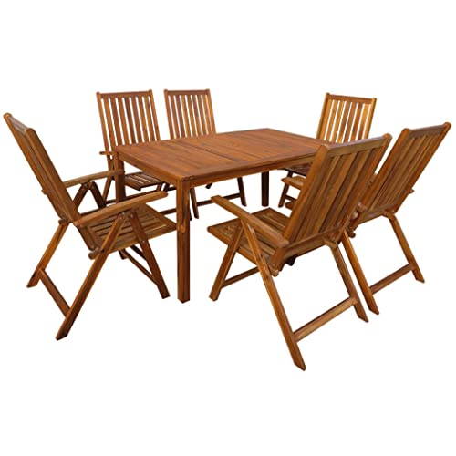Ensemble à manger d extérieur 7 pcs bois d acacia durable - 2