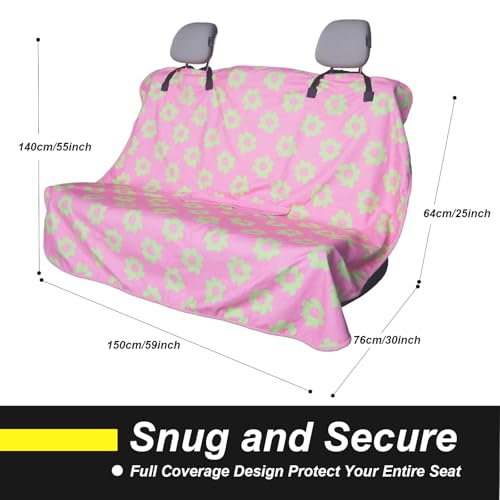 Image of Back Seat Cover for Car Trucks Van SUV Jeep,Waterproof Rear Bench Towel Seat Covers for Dogs and Kids,Automotive Backseat Protector (Flower and Pink)