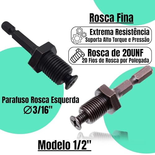 Kit Mandril com Chave 1/2 Pol + 4 Haste Soquete Adaptador Sextavado SDS Plus Chave de Impacto Rosca