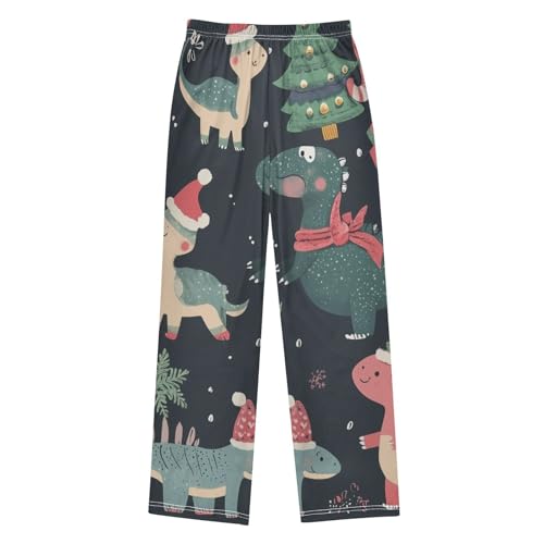 ZZXXB Dinosaurs Xmas Tree Boys Long Pants Soft Trousers Elastic Waist Kids Lounge Bottoms with Pockets S-XL2
