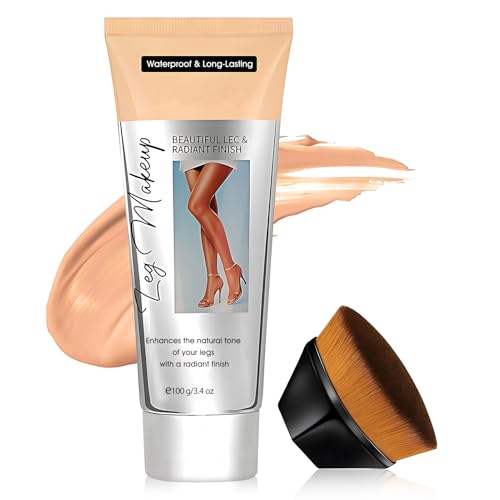 Maquillaje Piernas, Maquillaje para Piernas, maquillaje Corporal Resistente al Agua 100ml, Incluir Brocha Base maquillaje, Corrector de Larga Duración (Color Natural)