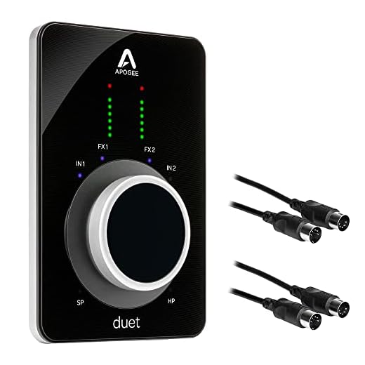 Apogee Electronics Duet 3 Ultracompact 2x4 USB Type-C Audio Interface Bundle with 2X 10' MIDI-MIDI Cable