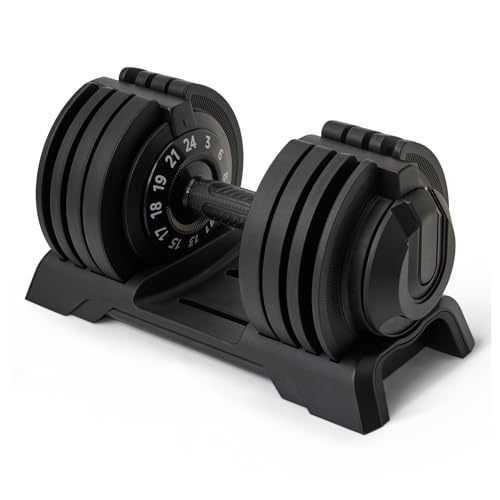 Amazon Basics Manubrio regolabile, 24 kg, 12 pesi, manubrio singolo