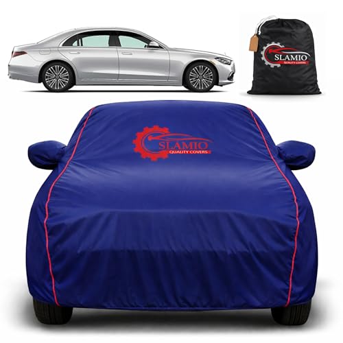 Image of Premium 100% Waterproof Car Cover for Mercedes S-Class | All-Weather, UV & Dust Protection | Heavy-Duty 3-Layer Fabric | Custom Fit with Mirror & Antenna Pockets | Navy Blue