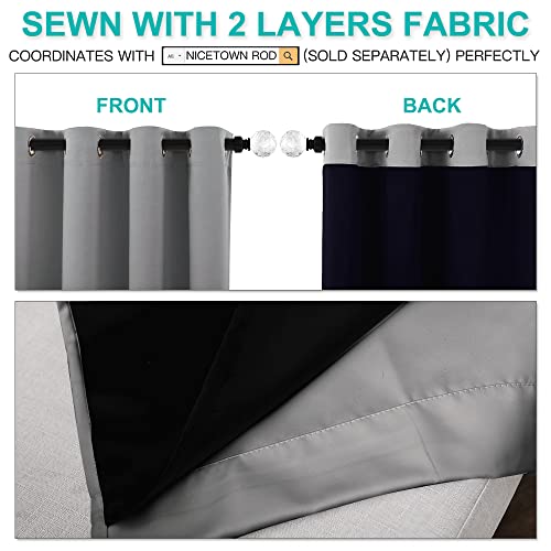 Image of NICETOWN 100% Blackout Curtains with Black Liners, Solid Thermal Insulated Full Blackout 2-Layer Lined Drapes, Energy Efficiency Window Draperies for Bedroom (2 Panels, 42 inch W by 63 inch L, Silver Grey)