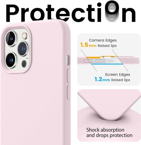Image of Back Cover for iPhone 13 Pro Case,[Military Shockproof Protection] Liquid Silicone Case with [Soft Anti-Scratch Microfiber Lining for iPhone 13 Pro (Lovely Pink)