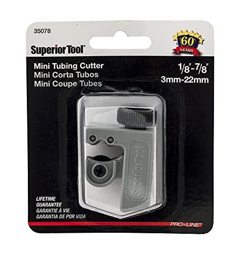 Superior Tool 35078 7/8" O.d. Mini Tubing Cutter-Seven Eighths Outside Diameter Tube Cutter,Gray #TOP2
