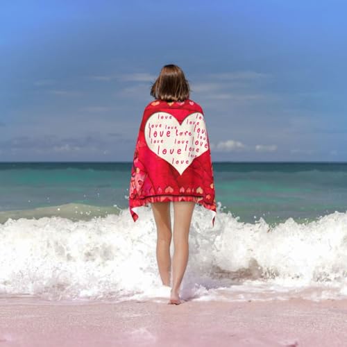 Serviette de bain de luxe avec imprimé cœurs à offrir en cadeau