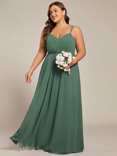 Image of Ever-Pretty Women's Pleated Backless Applique V Neck A Line Chiffon Sleeveless Plus Size Bridesmaid Dresses 01692-DA