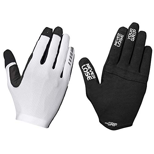 GripGrab Aerolite InsideGrip Full-Finger Professional MTB Cycling Gloves Unpadded Anti-Slip Mountain-Bike Off-Road Guantes Largos Ciclismo, Unisex-Adult, Blanco, S