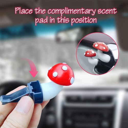 Image of Mushroom Car Air Vent Freshener Clip, Cute Car Vent Decoration, Funny Mushroom Decor Ornament, Universal Car Interior Accessories for Women