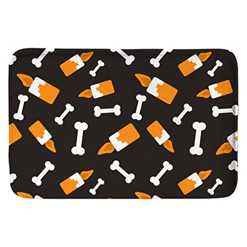 Image of Halloween Printed Doormat Decor Front Door Carpet Area Rug Black Bones