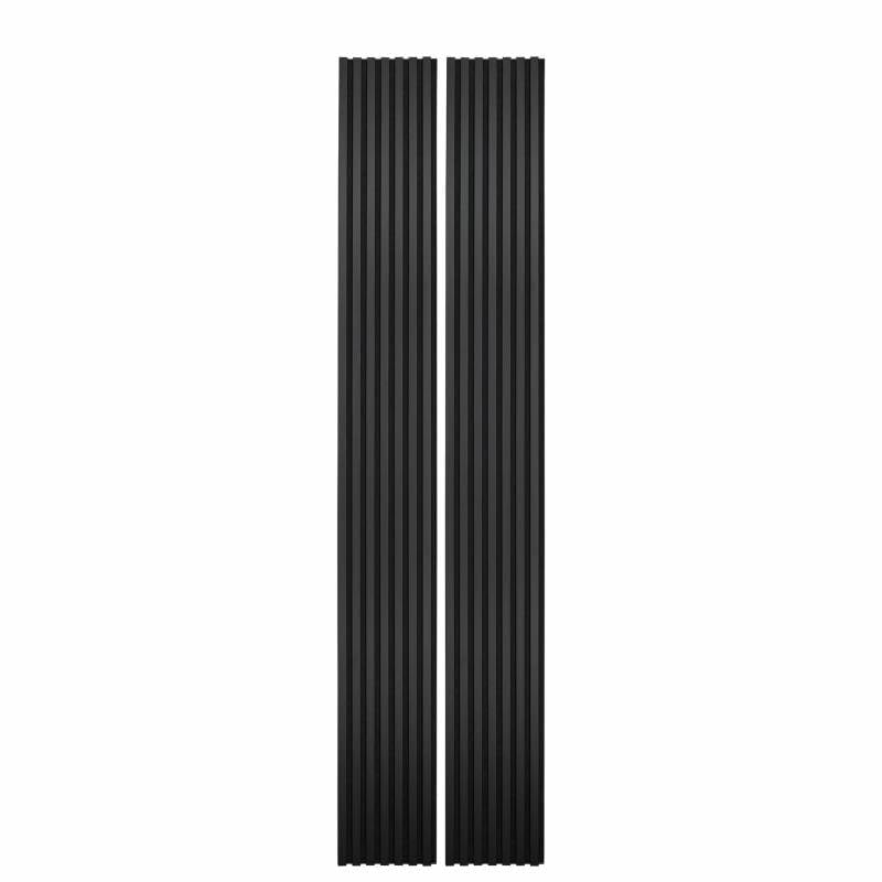 DECOON Lote de 2 paneles listones de madera, 250 x 30 x 2 cm, listones de chapa negra, fondo negro, 1,5 m²