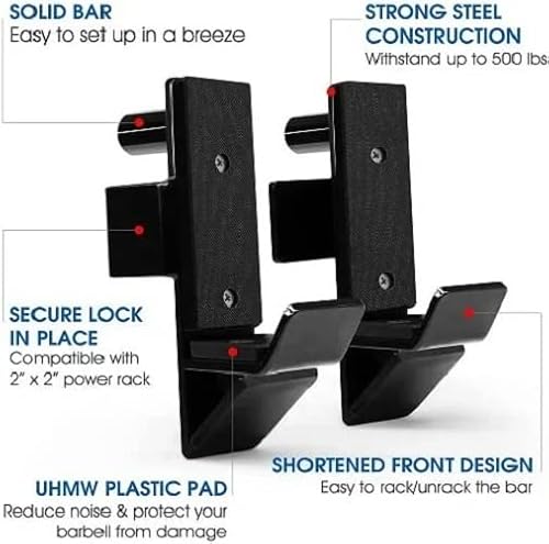 Yes4All Olympic Weight Plate Holder Attachment + Barbell Holder J-Hooks For Power Rack/Power Cage 2X2 Inches #TOP3