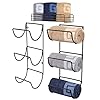 NearMoon Towel Rack Wall Mounted All Metal Bathroom 2 Towel Rack Holders Hand Towel Storage Basket Rustproof 3 Level Wine Rack Storage Organizer for Hand Towels Washcloths 21 Pack Matte Black