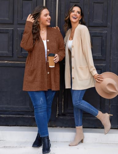 Image of MONNURO Plus Size Cardigan for Women Lightweight Open Front with Pockets