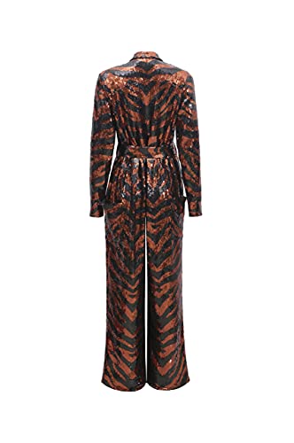 Pantora Women's Marina Sequin Jumpsuit, Tiger Print, X-Large #TOP4