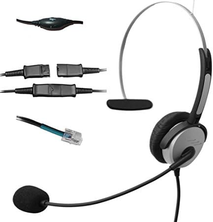 Voistek Corded Mono Monaural Call Center Telephone RJ Headset Noise Cancelling Headphone with Mic and Quick Disconnect for Avaya Nortel Polycom NEC GE Office Landline IP Phones Deskphone (H10PA10)