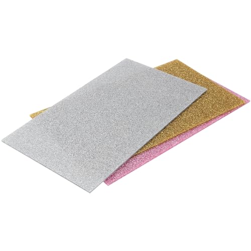 Image of 6 Pack 6.3 x 11.4 Inch Glitter Acrylic Sheets, 2.5mm Thick Square Plastic Sheet, Colored Acrylic Sheets for DIY Projects, Logo, Art Crafts, Sawing, Engraving (Gold, Silver, Pink)
