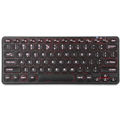 Perixx PERIBOARD-832RGB Wireless RGB Backlit Mini Keyboard - Up to 3 Multi-Device Connection - Black - US English