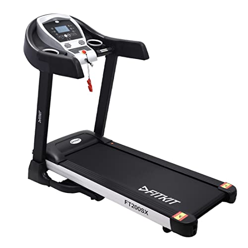 Image of Fitkit FT200 Series (4.5HP Peak) DC-Motorized Treadmill - Black (Inclination: Auto, Max Weight: 110 Kg )