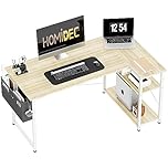 HOMIDEC L Shaped Desk 120CM Computer Desk Study Office Table Gaming Desk Writing Table With Bookshelf Reversible Corner Table For Home Office Studio Workstation
