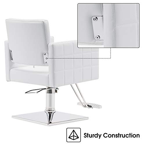 Barberpub Classic Styling Salon Chair For Hair Stylist Hydraulic Barber Chair Beauty Spa Equipment 8821 (Pure White) #TOP2