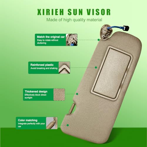 Right Passenger Side Sun Visor for Honda CRV 2017 2018 2019 2020 2021 2022 Replace 83280-TLY-H11ZB with Vanity Light/with Makeup Mirror (Beige) by UMISHI - Image 2