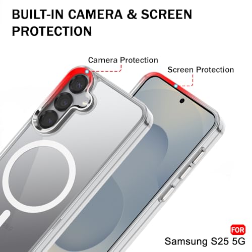 Image of TheGiftKart Hybrid Back Cover Case for Samsung Galaxy S25 5G | Built-in Stand | Shockproof Hard Case Cover for Samsung Galaxy S25 5G (PC & TPU, Clear Back, MagSafe Compatible, Transparent Sides)