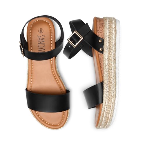 SANDALUP Women's Espadrilles Platform Wedge Sandals - Open Toe, Ankle Strap, Synthetic Sole, Adjustable Buckle3