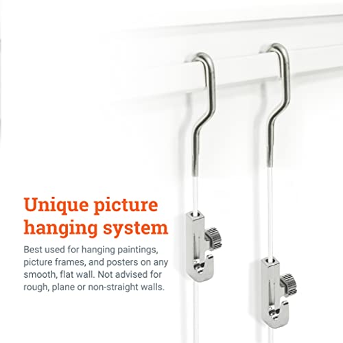 Image of Picture Rail Hanging System Covers 79 Inches | Gallery Wall Hanging System Includes TR101 Picture Rail Track, Nylon Cord, Adjustable Hooks, and Hardware- 1 Pack for Gallery or Home