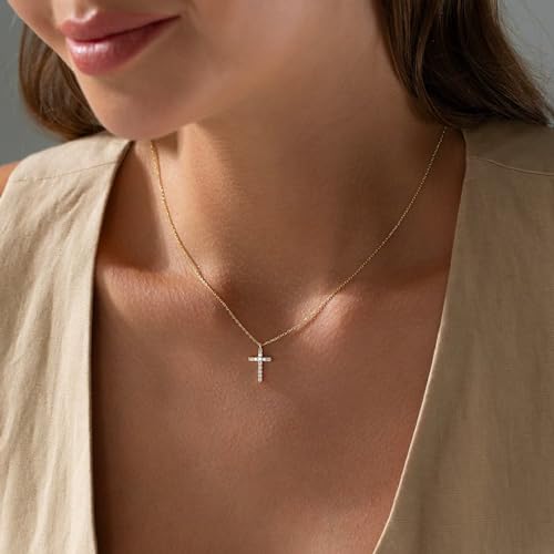 Collner Cross Necklace for Women 14K Gold Filled Cross Necklace Pendant Dainty Choker Necklace for Women Trendy Jewelry Gifts for Women2