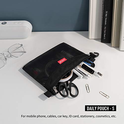 Pack All Water-Resistant Material Zipper Pouch, Mesh Zipper Bags For Storage, Travel, Office (Black, Small) #TOP1