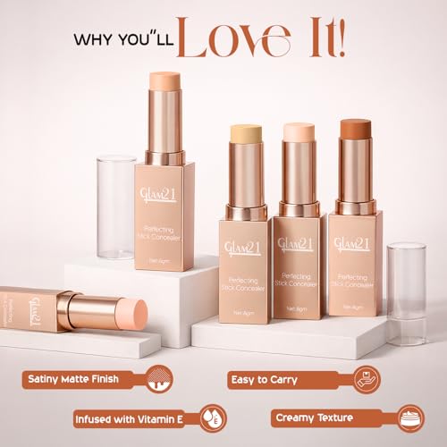Image of Glam21 Perfecting Stick Concealer | Vitamin E Enriched | Lightweight, Buildable Coverage | Natural Matte Finish | Contour & Highlight | For All Indian Skin Types | 8gm -05
