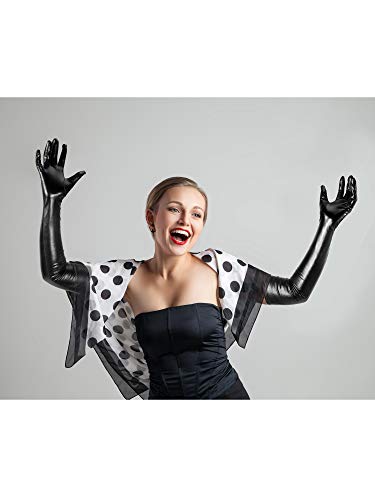 SATINIOR Women's Carnival Halloween Costume Elastic Spandex Shiny Wet Long Gloves and Thigh High Stockings